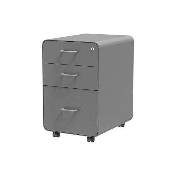 Monoprice Workstream by Rolling Round Corner 3-Drawer File Cabinet_ Gray 37878